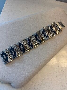 Sterling Siam Silver Panel Bracelet